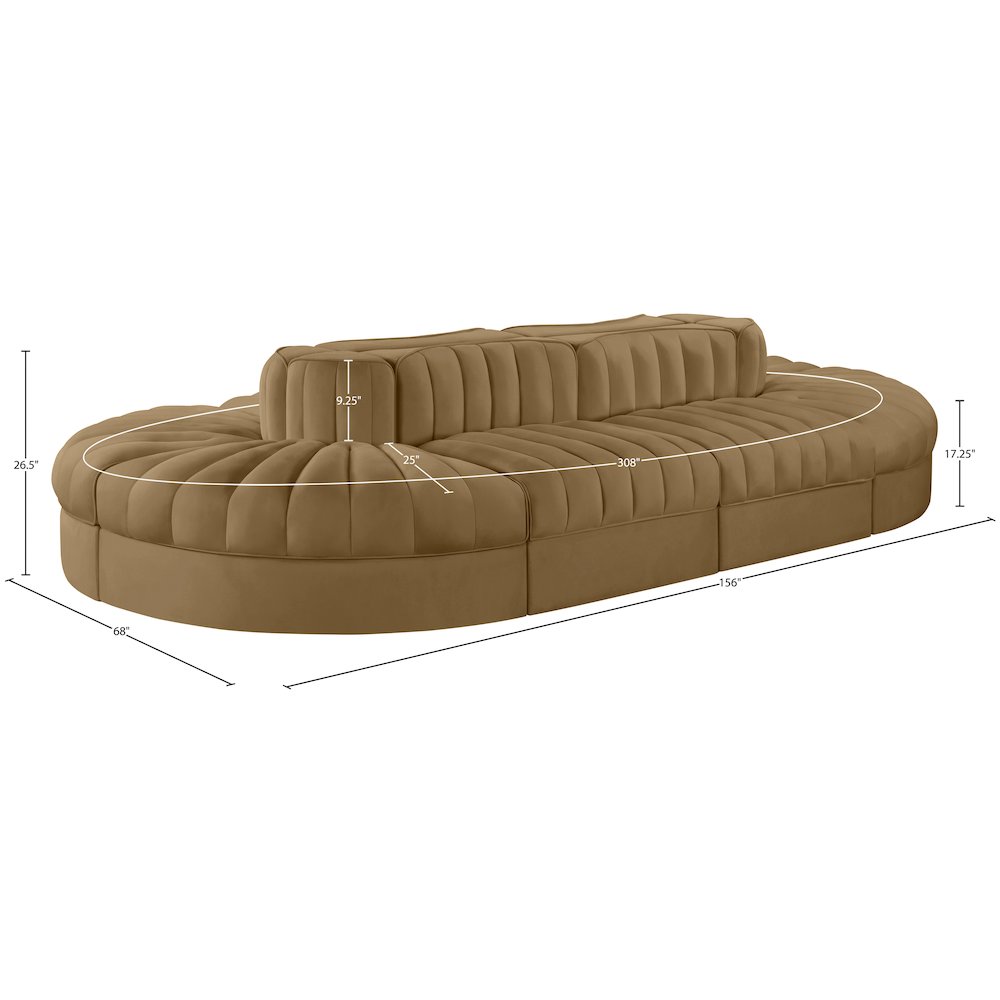 Rummi Saddle Velvet Performance Fabric Upholstered 8pc. Modular Sectional