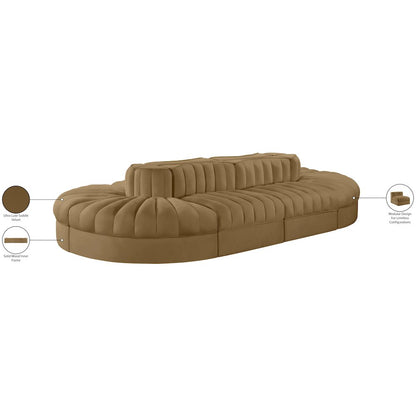 Rummi Saddle Velvet Performance Fabric Upholstered 8pc. Modular Sectional