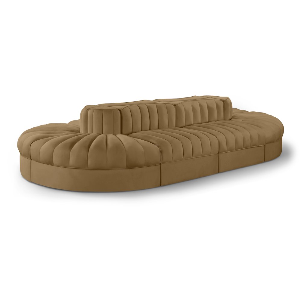 Rummi Saddle Velvet Performance Fabric Upholstered 8pc. Modular Sectional