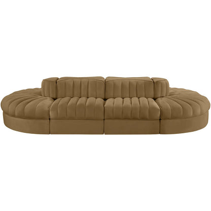 Rummi Saddle Velvet Performance Fabric Upholstered 8pc. Modular Sectional