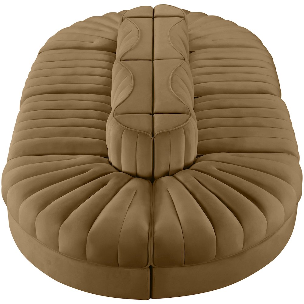 Rummi Saddle Velvet Performance Fabric Upholstered 8pc. Modular Sectional