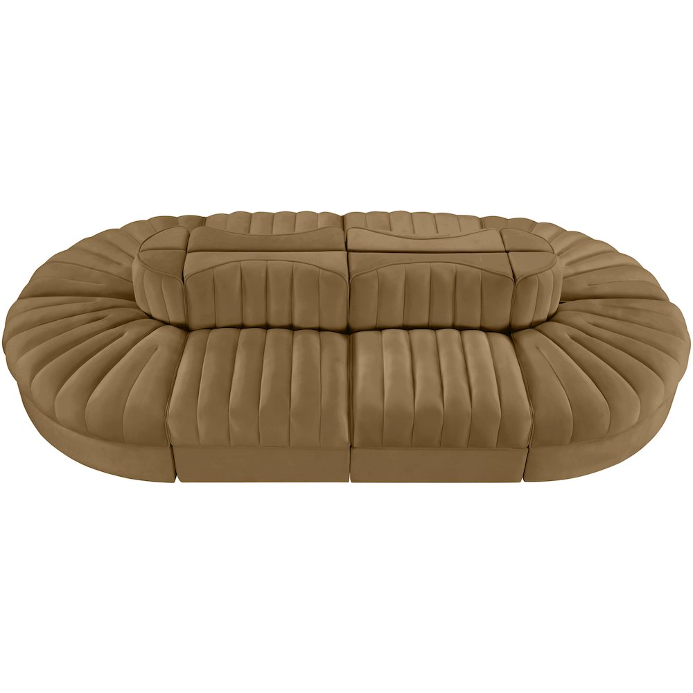 Rummi Saddle Velvet Performance Fabric Upholstered 8pc. Modular Sectional