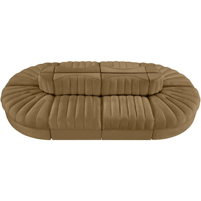 Rummi Saddle Velvet Performance Fabric Upholstered 8pc. Modular Sectional