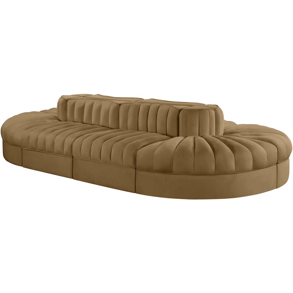 Rummi Saddle Velvet Performance Fabric Upholstered 8pc. Modular Sectional