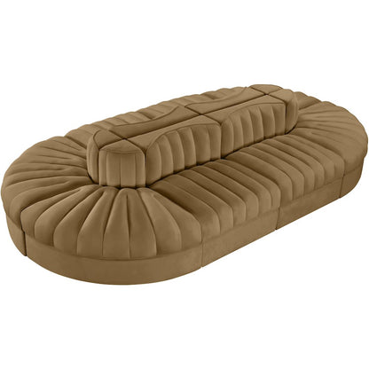 Rummi Saddle Velvet Performance Fabric Upholstered 8pc. Modular Sectional