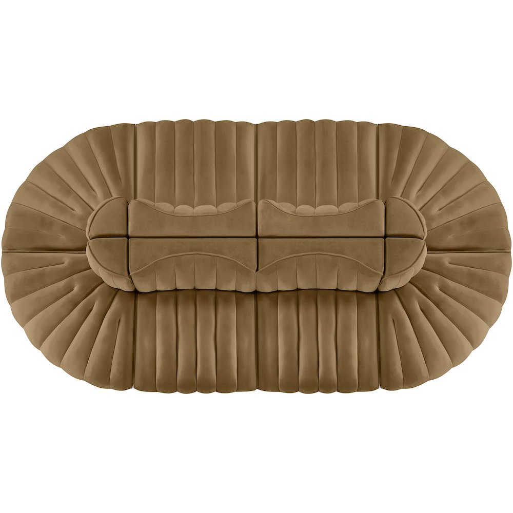 Rummi Saddle Velvet Performance Fabric Upholstered 8pc. Modular Sectional