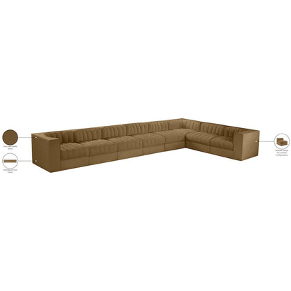 Rummi Saddle Velvet Performance Fabric Upholstered 8pc. Modular Sectional