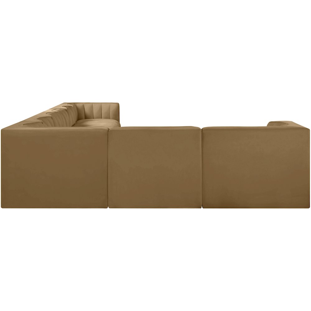 Rummi Saddle Velvet Performance Fabric Upholstered 8pc. Modular Sectional
