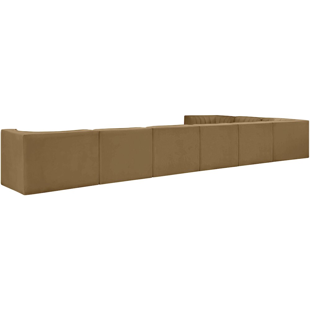 Rummi Saddle Velvet Performance Fabric Upholstered 8pc. Modular Sectional