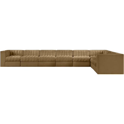 Rummi Saddle Velvet Performance Fabric Upholstered 8pc. Modular Sectional