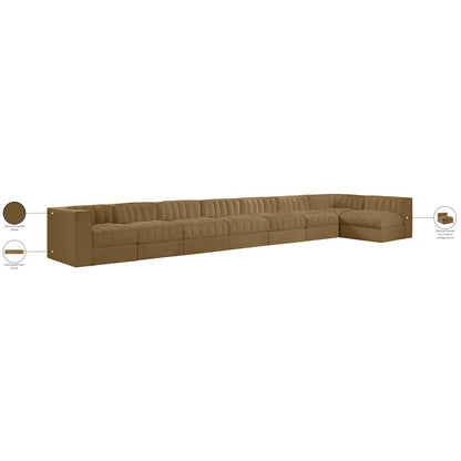 Rummi Saddle Velvet Performance Fabric Upholstered 8pc. Modular Sectional