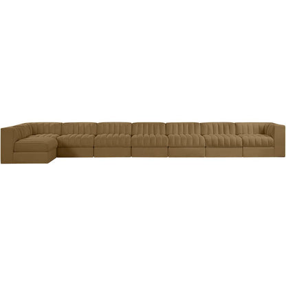 Rummi Saddle Velvet Performance Fabric Upholstered 8pc. Modular Sectional
