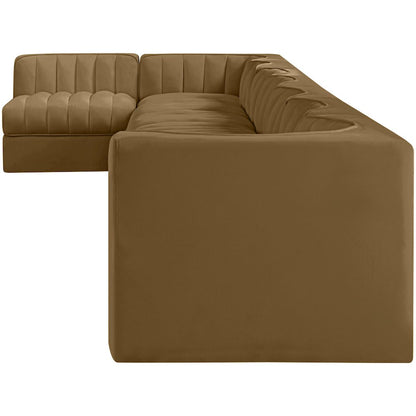 Rummi Saddle Velvet Performance Fabric Upholstered 8pc. Modular Sectional
