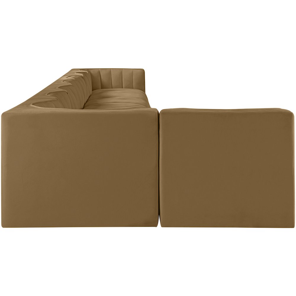 Rummi Saddle Velvet Performance Fabric Upholstered 8pc. Modular Sectional