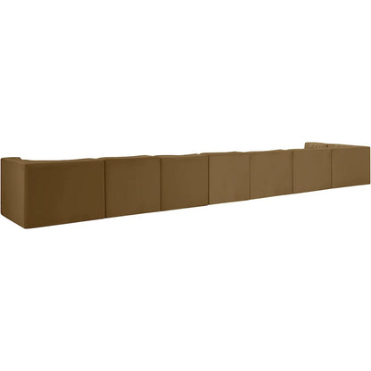 Rummi Saddle Velvet Performance Fabric Upholstered 8pc. Modular Sectional