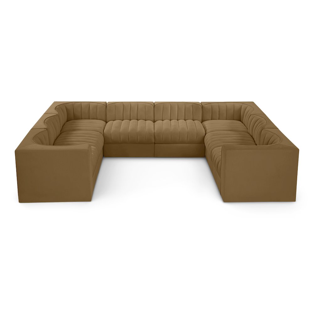 Rummi Saddle Velvet Performance Fabric Upholstered 8pc.Modular Sectional