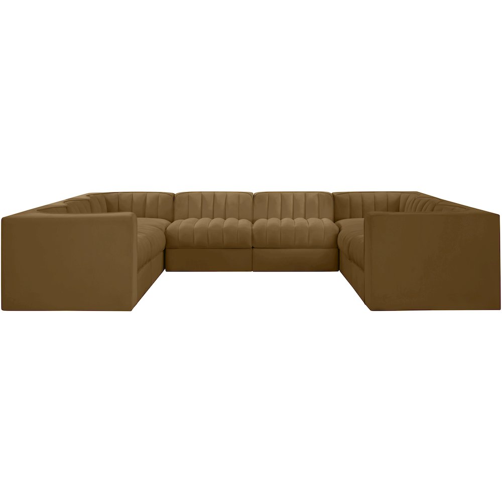 Rummi Saddle Velvet Performance Fabric Upholstered 8pc.Modular Sectional