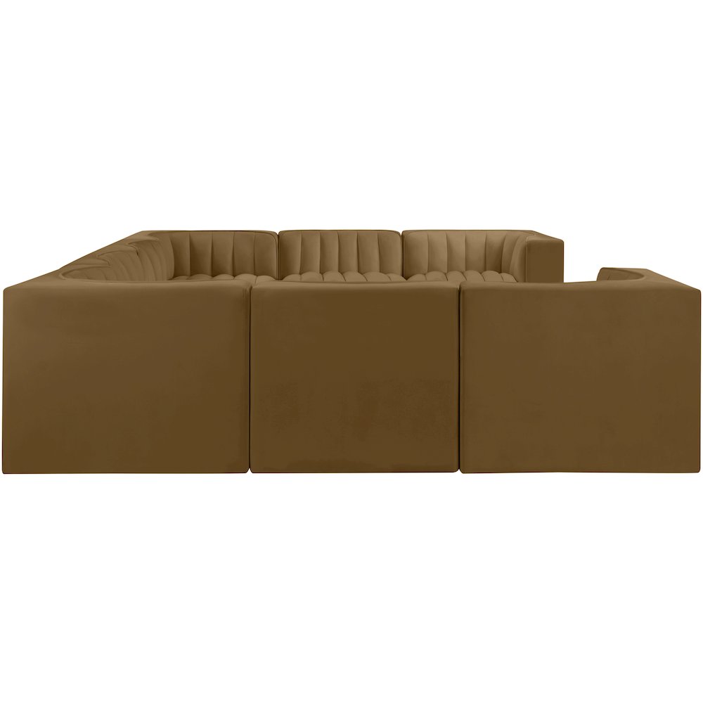 Rummi Saddle Velvet Performance Fabric Upholstered 8pc.Modular Sectional