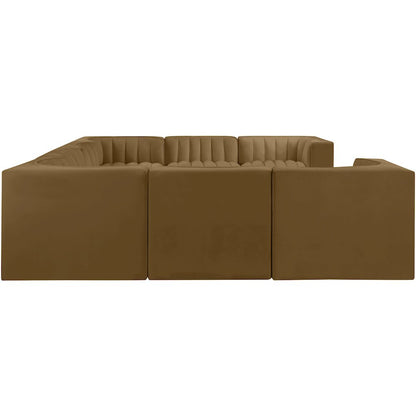 Rummi Saddle Velvet Performance Fabric Upholstered 8pc.Modular Sectional