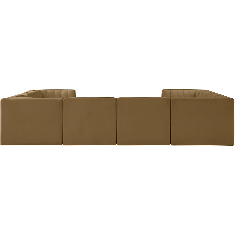 Rummi Saddle Velvet Performance Fabric Upholstered 8pc.Modular Sectional