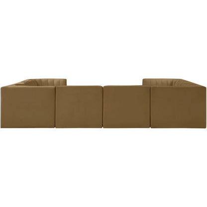 Rummi Saddle Velvet Performance Fabric Upholstered 8pc.Modular Sectional