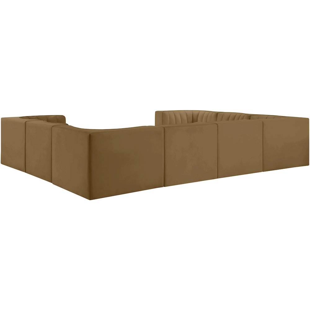 Rummi Saddle Velvet Performance Fabric Upholstered 8pc.Modular Sectional