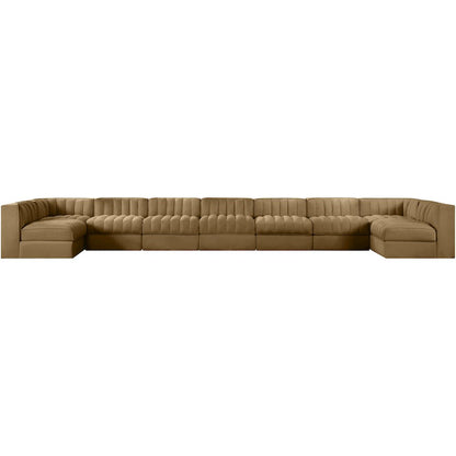 Rummi Saddle Velvet Performance Fabric Upholstered 9pc. Modular Sectional