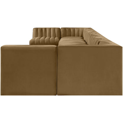 Rummi Saddle Velvet Performance Fabric Upholstered 9pc. Modular Sectional