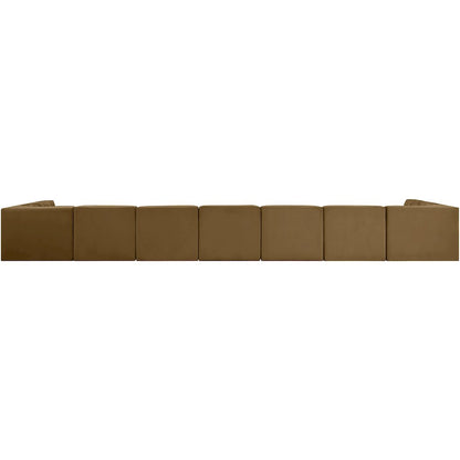 Rummi Saddle Velvet Performance Fabric Upholstered 9pc. Modular Sectional
