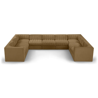 Rummi Saddle Velvet Performance Fabric Upholstered 9pc. Modular Sectional