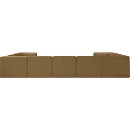 Rummi Saddle Velvet Performance Fabric Upholstered 9pc. Modular Sectional