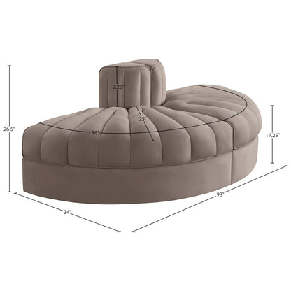 Rummi Taupe Velvet Performance Fabric Upholstered 2pc. Modular Loveseat