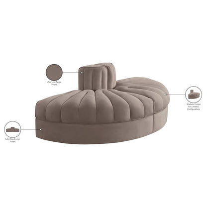 Rummi Taupe Velvet Performance Fabric Upholstered 2pc. Modular Loveseat