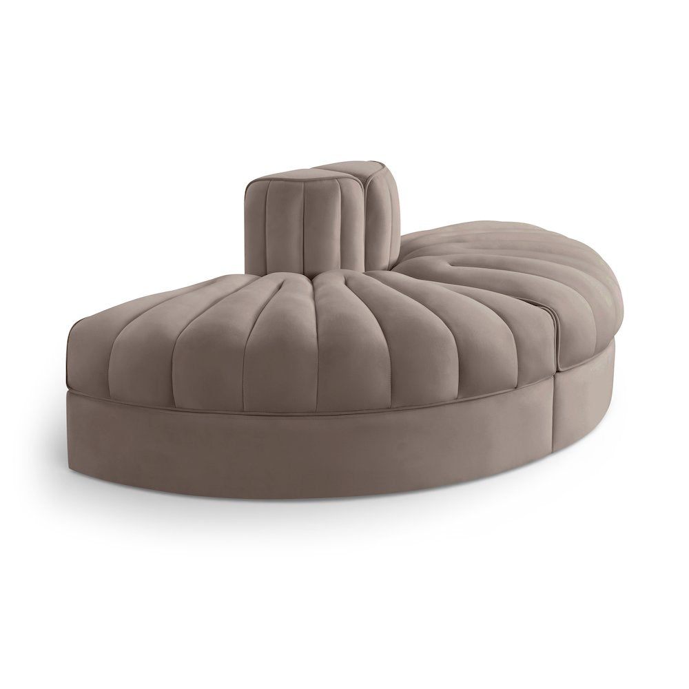 Rummi Taupe Velvet Performance Fabric Upholstered 2pc. Modular Loveseat