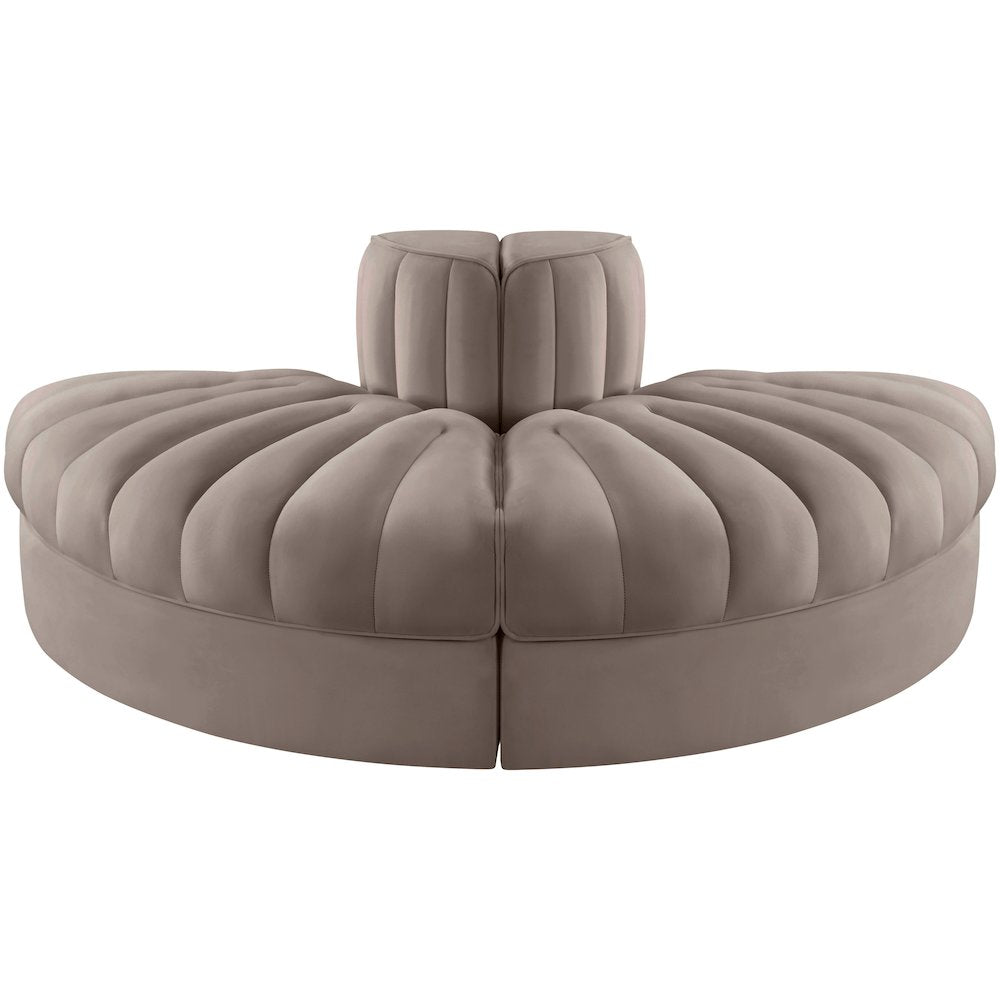 Rummi Taupe Velvet Performance Fabric Upholstered 2pc. Modular Loveseat