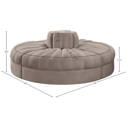 Rummi Taupe Velvet Performance Fabric Upholstered 4pc. Modular Sofa