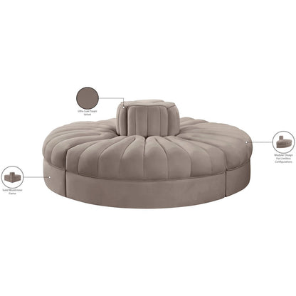 Rummi Taupe Velvet Performance Fabric Upholstered 4pc. Modular Sofa