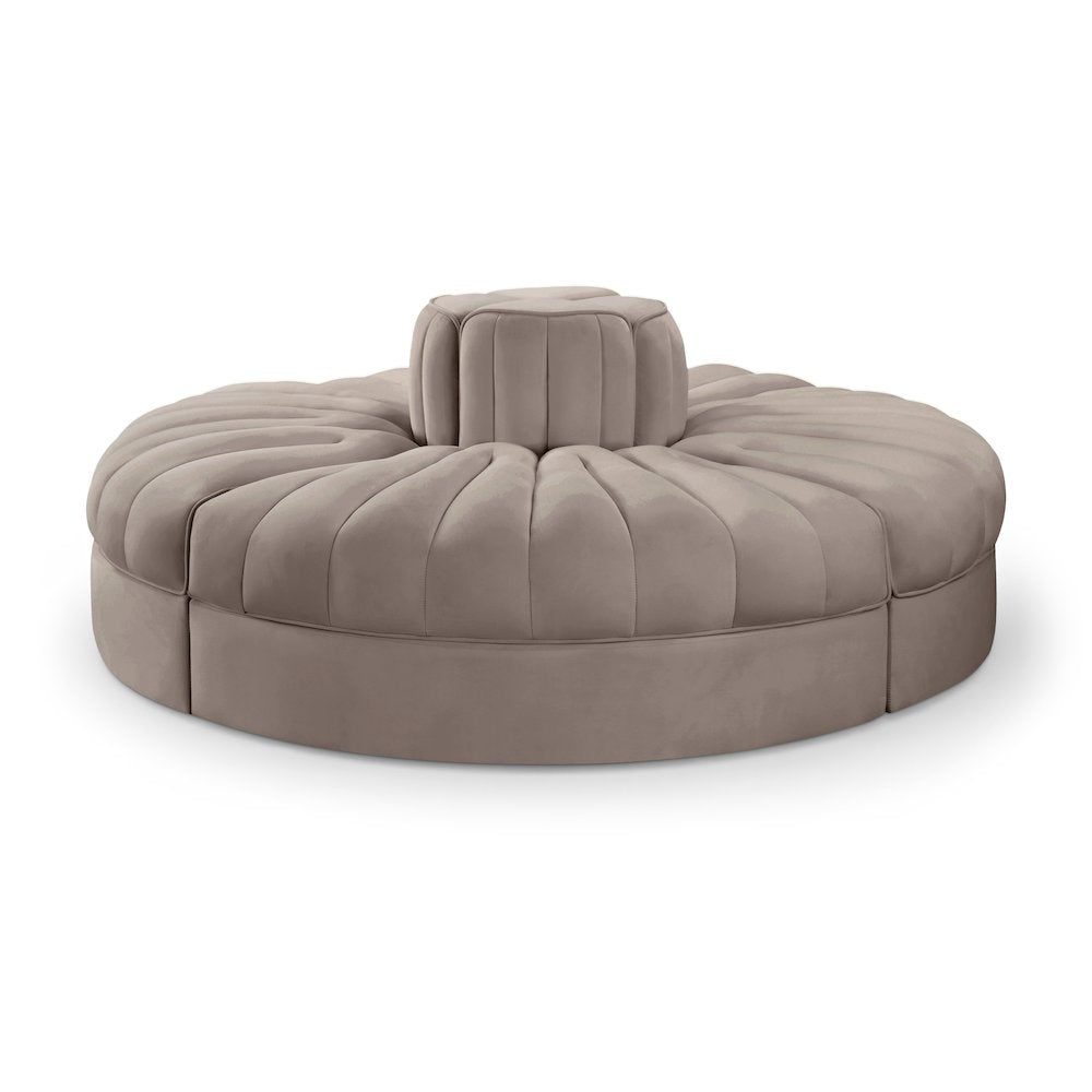Rummi Taupe Velvet Performance Fabric Upholstered 4pc. Modular Sofa