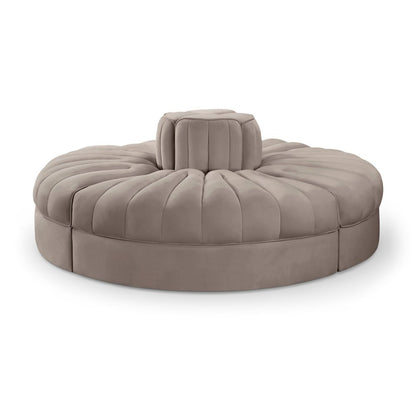 Rummi Taupe Velvet Performance Fabric Upholstered 4pc. Modular Sofa
