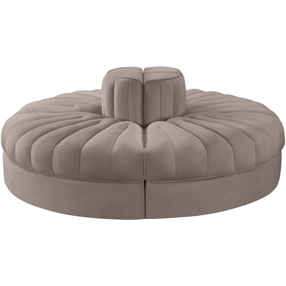 Rummi Taupe Velvet Performance Fabric Upholstered 4pc. Modular Sofa