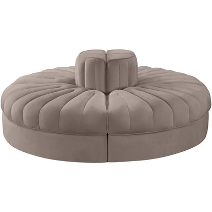 Rummi Taupe Velvet Performance Fabric Upholstered 4pc. Modular Sofa
