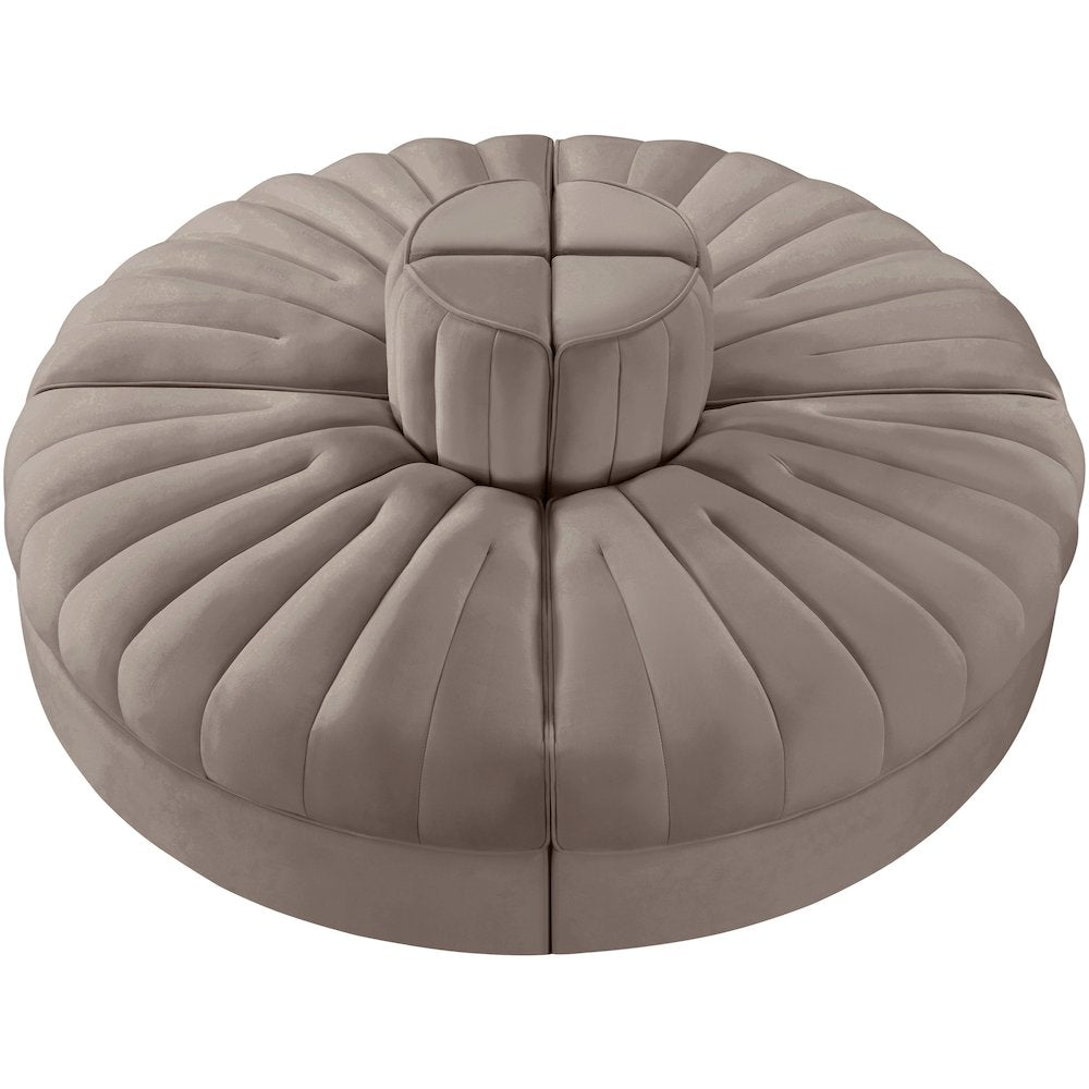 Rummi Taupe Velvet Performance Fabric Upholstered 4pc. Modular Sofa
