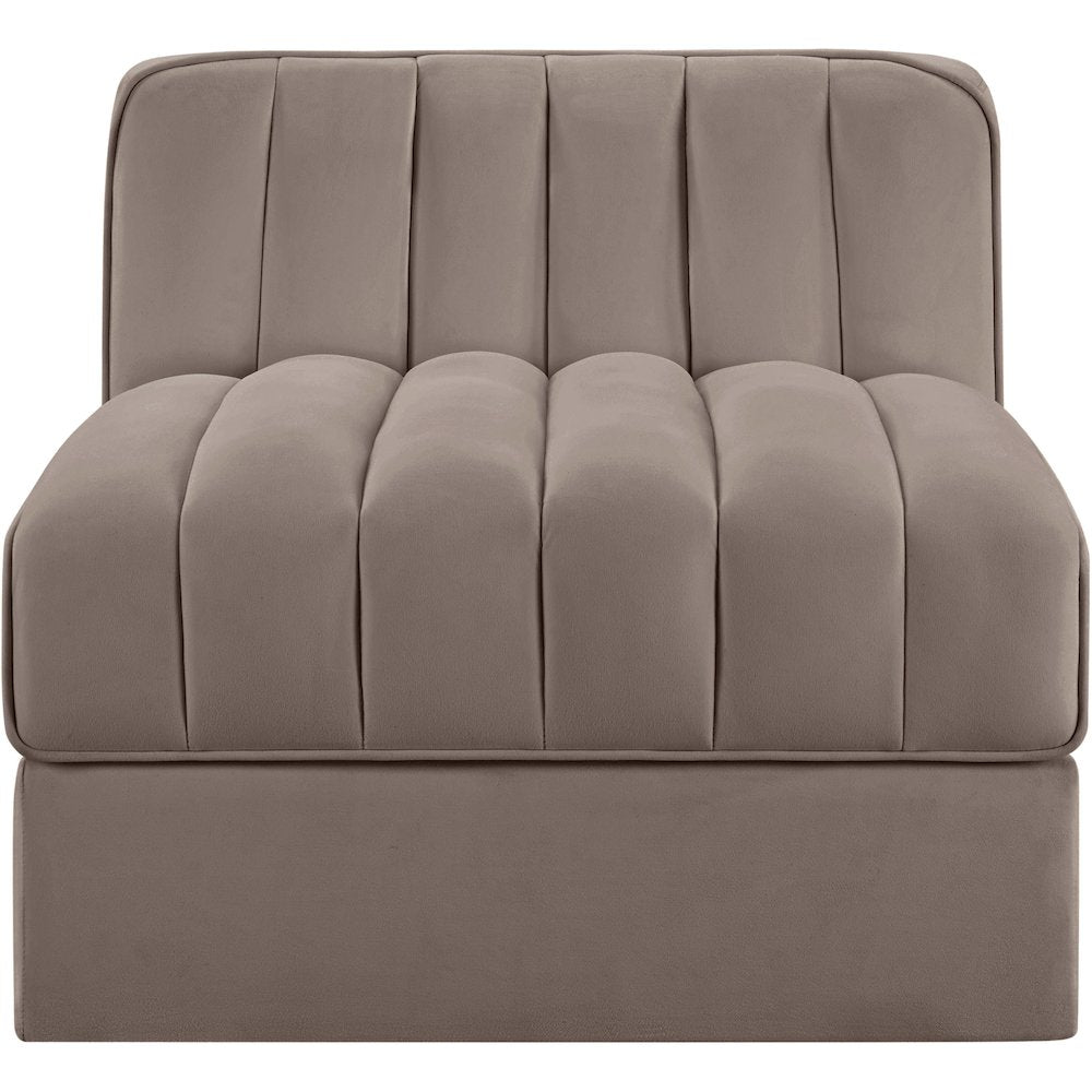 Rummi Taupe Velvet Performance Fabric Upholstered Modular Chair