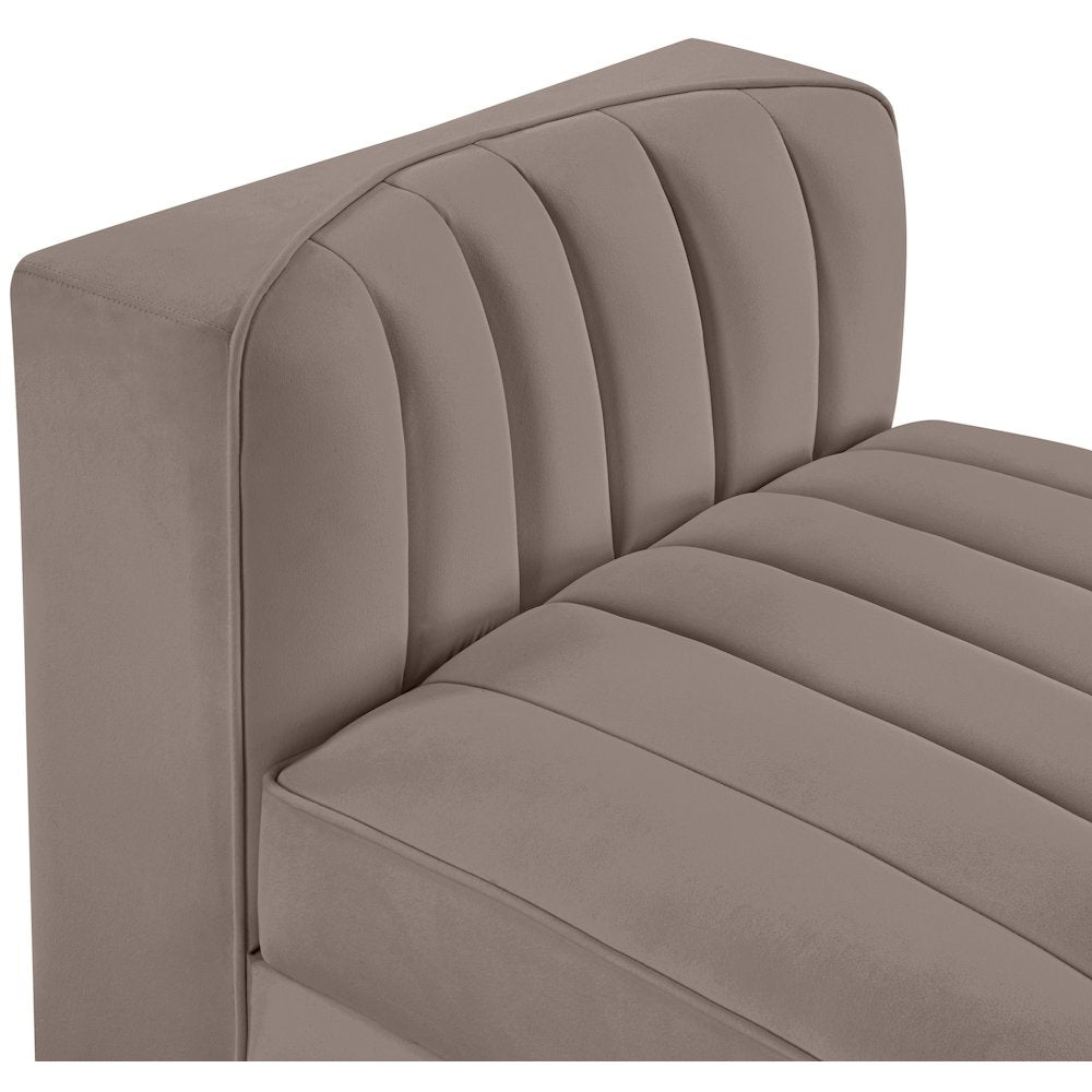 Rummi Taupe Velvet Performance Fabric Upholstered Modular Chair