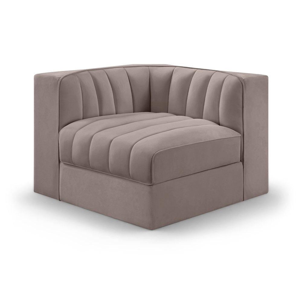 Rummi Taupe Velvet Performance Fabric Upholstered Modular Chair