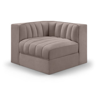 Rummi Taupe Velvet Performance Fabric Upholstered Modular Chair