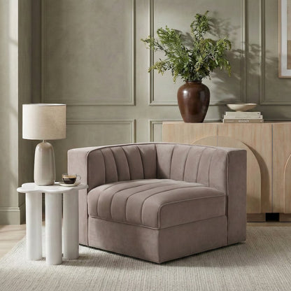 Rummi Taupe Velvet Performance Fabric Upholstered Modular Chair