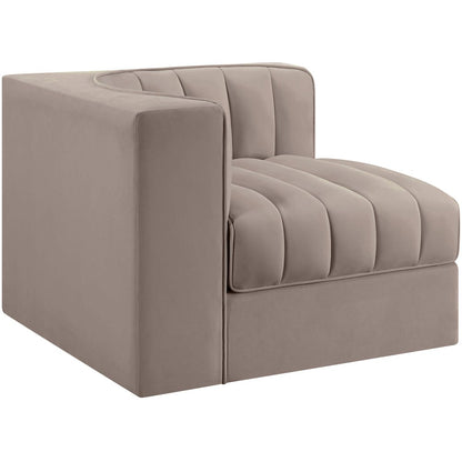 Rummi Taupe Velvet Performance Fabric Upholstered Modular Chair