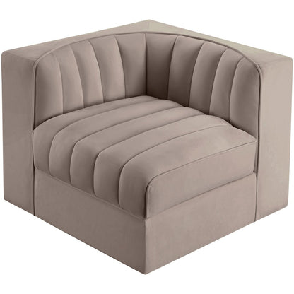 Rummi Taupe Velvet Performance Fabric Upholstered Modular Chair