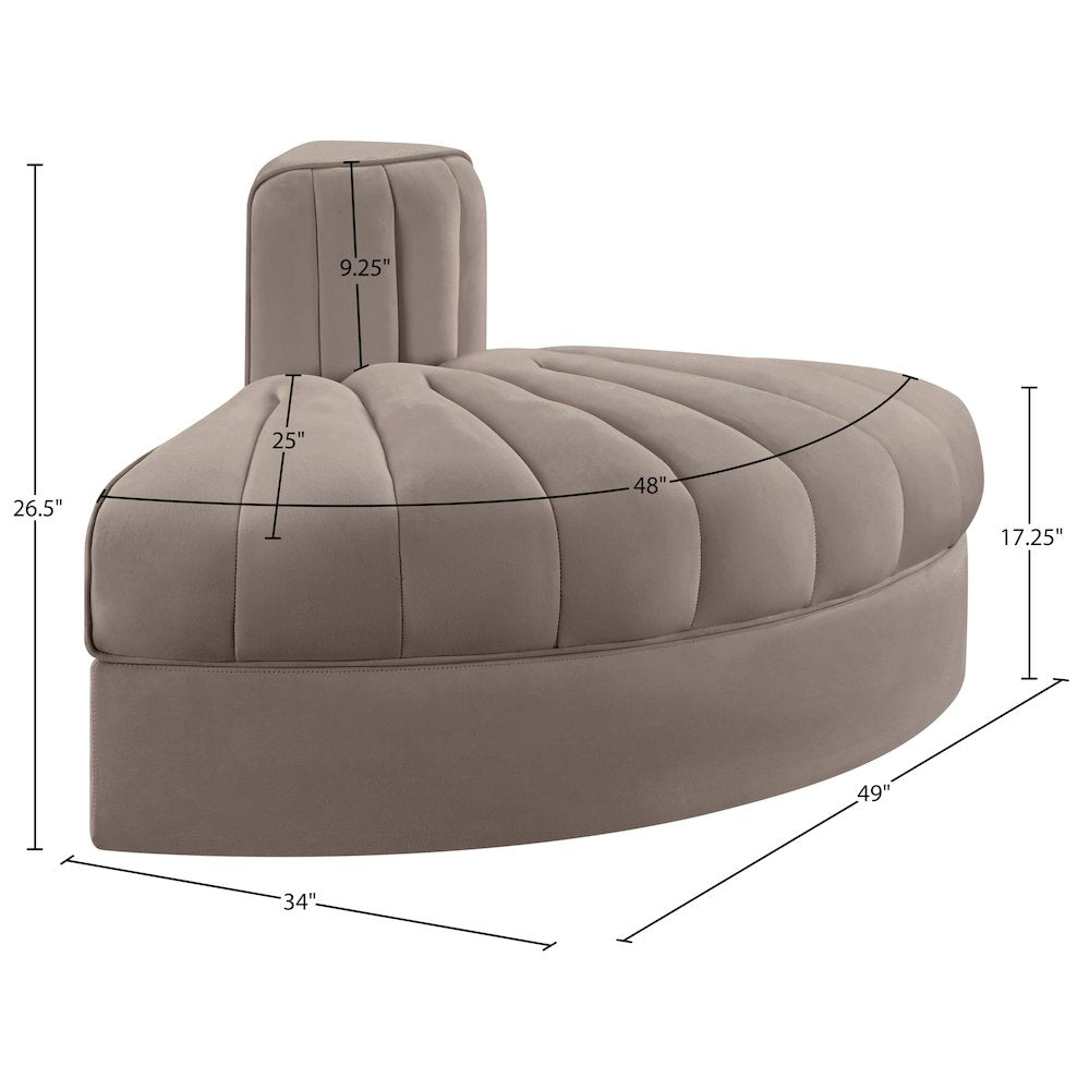 Rummi Taupe Velvet Performance Fabric Upholstered Modular Chair